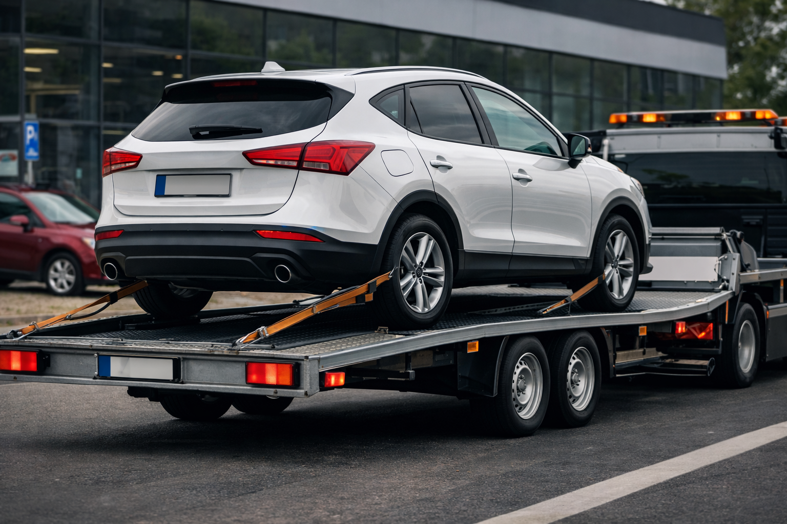 Személyautó tréleres szállítása